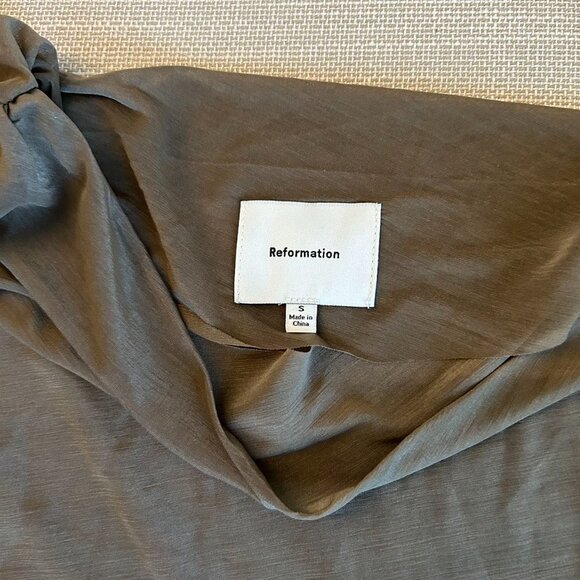 NEW Reformation Belle Knit Sheer Top Small Dark Olive - Picture 6 of 8